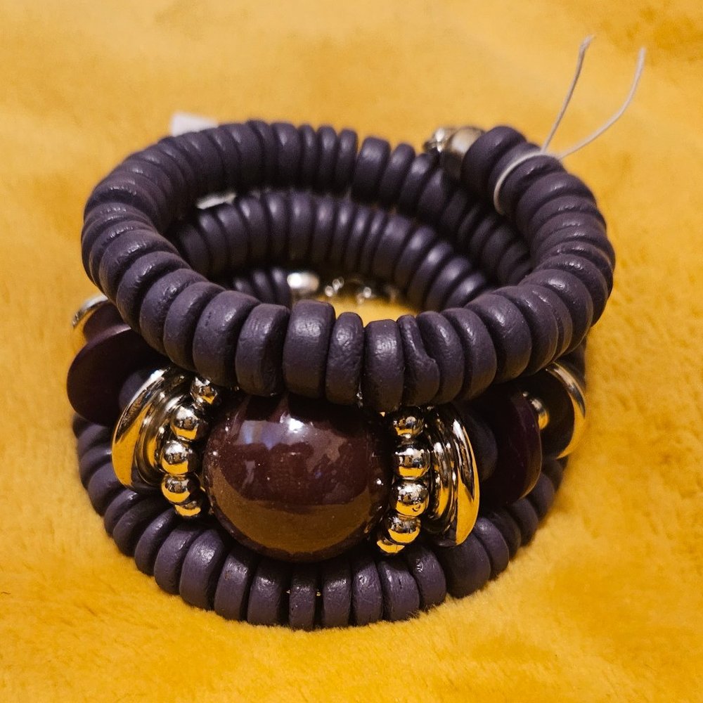 Purple Stretchy Beaded Wrap Bracelet